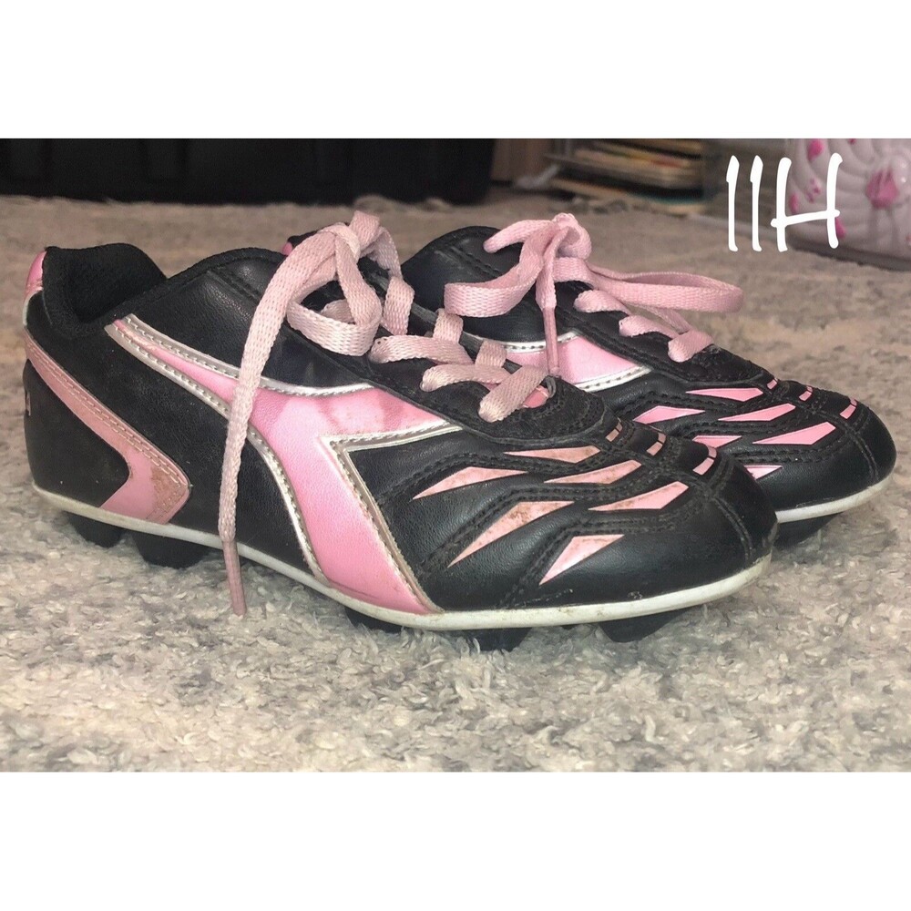 Diadora Girls Soccer Cleats Black Pink Size 11.5 (11H) Little Kids FG Shoes